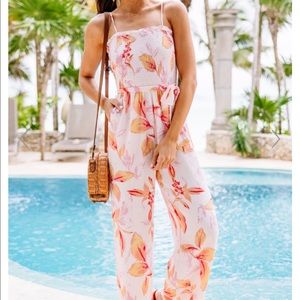 Pink floral jumpsuit